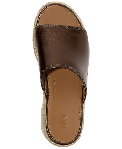 Fitflop Women's Platfforms Espadrille Leather Wedge Slides In Brown