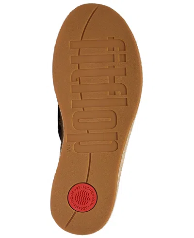 Fitflop Women's Platfforms Espadrille Leather Wedge Slides In Brown