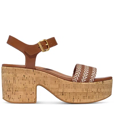 Fitflop Women's Plattforms V-weave Heeled Ankle-strap Sandals In Brown