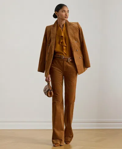 Ralph Lauren Womens Ruffle Trimmed Georgette Tunic P Xs Xxl In Brown