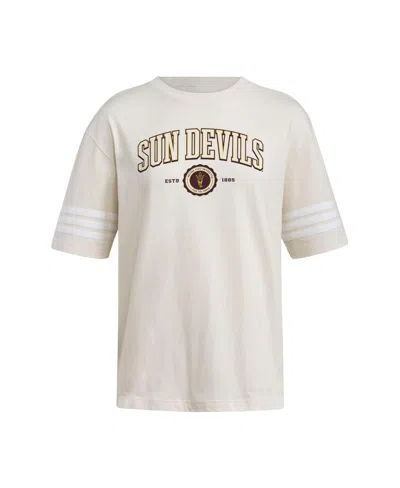 Adidas Originals Adidas Cream Arizona State Sun Devils Fashion Three-stripes Oversized T-shirt In Neutral