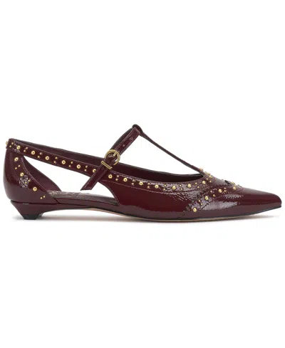 Vince Camuto Valkie T-strap Mary Jane Flats In Burgundy