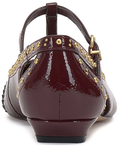 Vince Camuto Valkie T-strap Mary Jane Flats In Burgundy