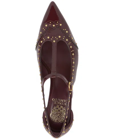 Vince Camuto Valkie T-strap Mary Jane Flats In Burgundy