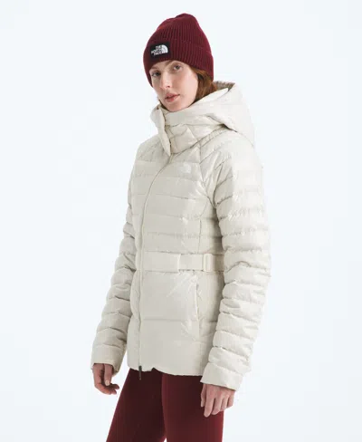 The North Face Metropolis Water Repellent 600 Fill Power Down Hooded Jacket In White