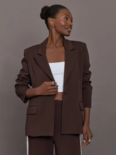 Carbon38 Single Breasted Blazer In Scuba In Brown
