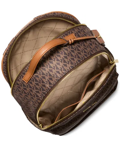 Michael Kors Sable Large Printed Signature Logo Backpack In Brown