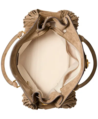 Michael Kors Hamilton Moderne Large Fringed Suede Satchel In Brown