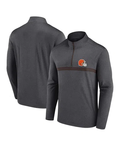 Fanatics Men's Charcoal Cleveland Browns Head-to-head Quarter-zip Pullover Sweatshirt In Gray