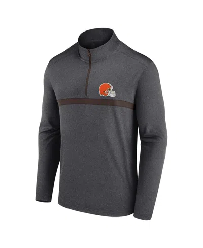 Fanatics Men's Charcoal Cleveland Browns Head-to-head Quarter-zip Pullover Sweatshirt In Gray