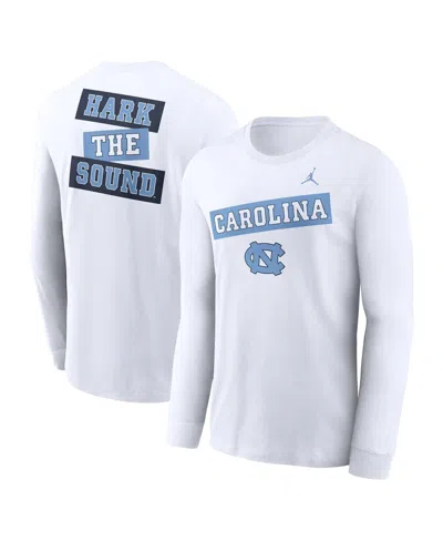Jordan Men's White North Carolina Tar Heels Two-hit Classic Location Long Sleeve T-shirt In White