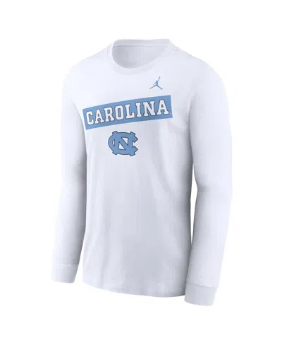 Jordan Men's White North Carolina Tar Heels Two-hit Classic Location Long Sleeve T-shirt In White