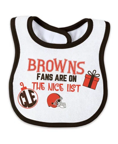 Wear By Erin Andrews Baby Boys And Girls 2-piece Cleveland Browns Allover Print Full-zip Sleeper And Bib Set In White