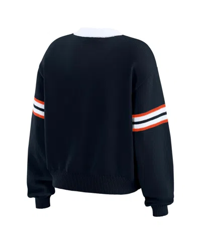 Wear By Erin Andrews Women's Navy Denver Broncos Lace-up Sweater In Black