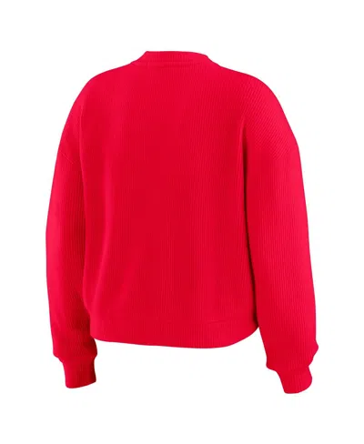 Wear By Erin Andrews Women's 2-piece Cream Tampa Bay Buccaneers Knitted Tri-blend Long Sleeve T-shirt And Pants Lounge Se In Red