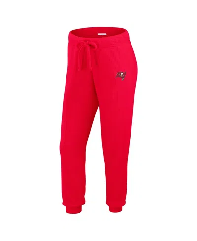 Wear By Erin Andrews Women's 2-piece Cream Tampa Bay Buccaneers Knitted Tri-blend Long Sleeve T-shirt And Pants Lounge Se In Red