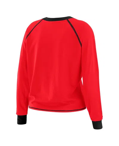 Wear By Erin Andrews Women's Red/black Atlanta Falcons Tie-front Long Sleeve Top In Red