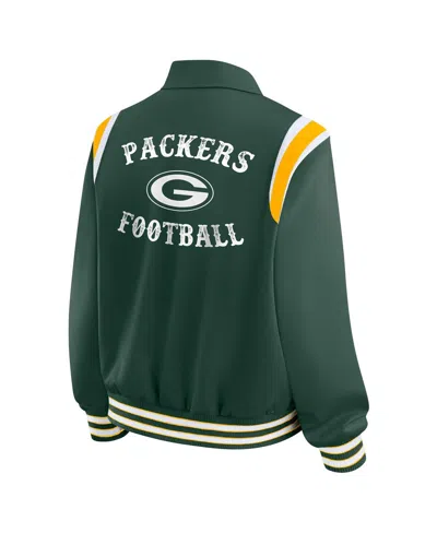 Wear By Erin Andrews Women's Green Bay Packers Varsity Lightweight Full-snap Jacket In Green