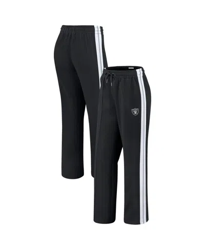 Wear By Erin Andrews Women's Black Las Vegas Raiders Color-block Straight Leg Pants In Black