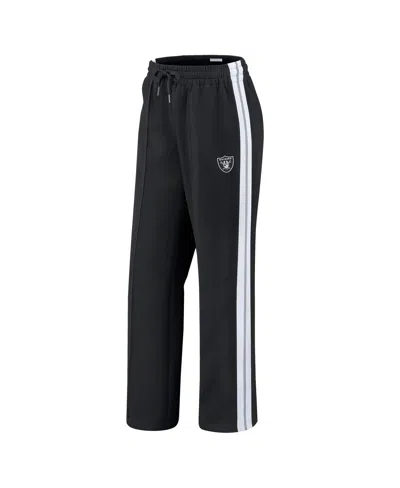 Wear By Erin Andrews Women's Black Las Vegas Raiders Color-block Straight Leg Pants In Black