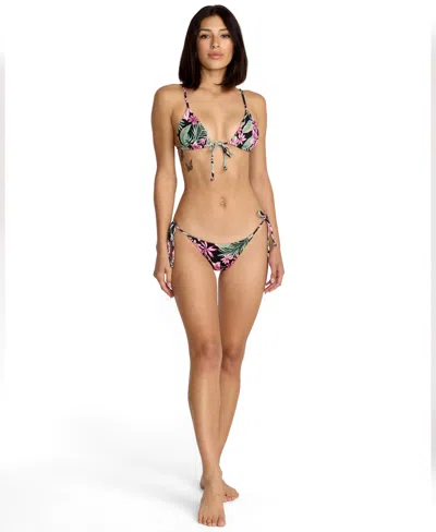 Volcom Women's Gritty Aloha Front Tie Tri Bikini Top In Multi