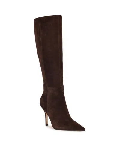 Nine West Wnricky-wc Womens Solid Leather Knee-high Boots In Brown