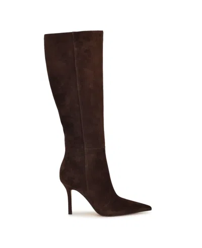 Nine West Wnricky-wc Womens Solid Leather Knee-high Boots In Brown