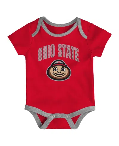 Outerstuff Baby Boys And Girls 3-piece Ohio State Buckeyes All Day Play Bodysuit Set In Red