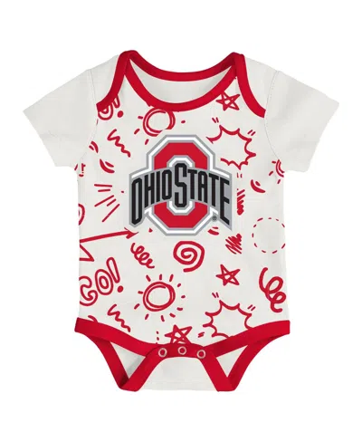 Outerstuff Baby Boys And Girls 3-piece Ohio State Buckeyes All Day Play Bodysuit Set In Red