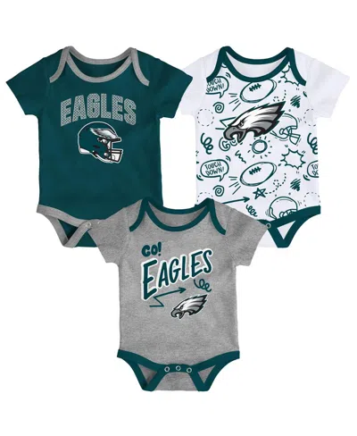 Outerstuff Baby Boys And Girls 3-pack Philadelphia Eagles All Day Play Bodysuit Set In Multi