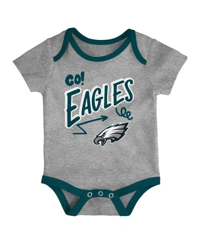 Outerstuff Baby Boys And Girls 3-pack Philadelphia Eagles All Day Play Bodysuit Set In Multi