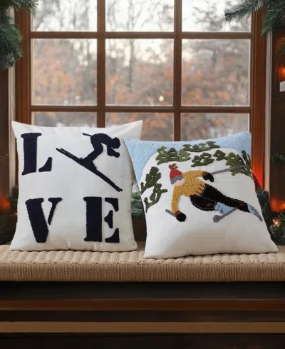Eddie Bauer Love Ski Decorative Pillow, 20" X 20" In Multi