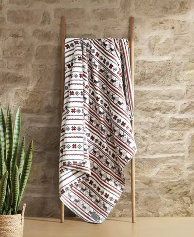 Eddie Bauer Printed Lush Flannel Throw, 70" X 60" In Multi
