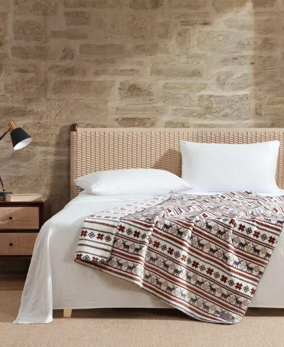 Eddie Bauer Printed Lush Flannel Throw, 70" X 60" In Multi