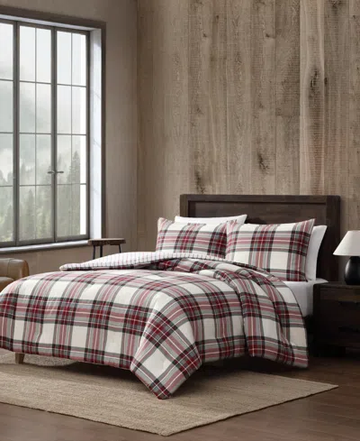 Eddie Bauer Serenity Plaid Printed Flannel 3-pc. Comforter Set, King In Red