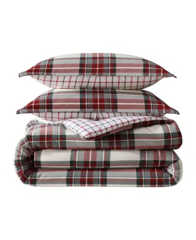 Eddie Bauer Serenity Plaid Printed Flannel 3-pc. Comforter Set, King In Red