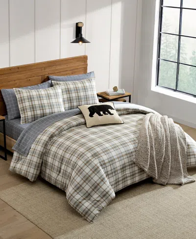 Eddie Bauer Ashland Plaid Cotton Reversible 3-pc. Comforter Set, King In White