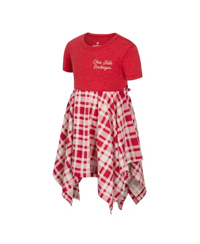 Colosseum Girls Toddler Red Wisconsin Badgers Marceline Plaid Dress In Red