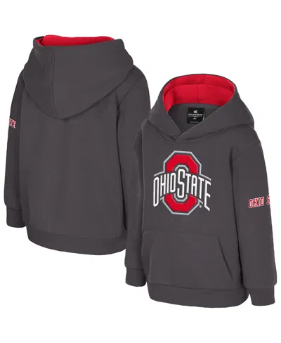 Colosseum Toddler Charcoal Ohio State Buckeyes Big Logo Volume Fleece Pullover Hoodie In Gray