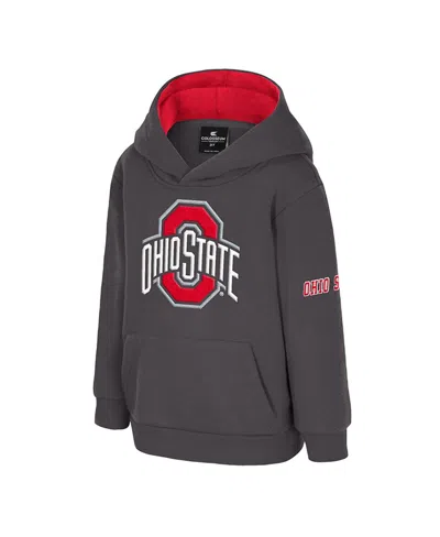 Colosseum Toddler Charcoal Ohio State Buckeyes Big Logo Volume Fleece Pullover Hoodie In Gray