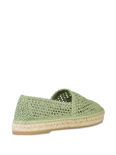 Chloé Isla Leather-trimmed Crochet Espadrilles In Green