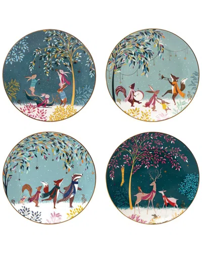 Portmeirion Sara Miller Woodland Tales Plates, Set Of 4, Service For 4 In Multi