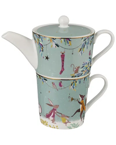 Portmeirion Sara Miller Woodland Tales Merry Band Tea For One In Green