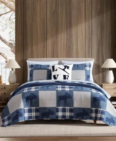 Eddie Bauer Moose Plaid Cotton Reversible Quilt Set In Multi