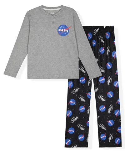 Max & Olivia Little And Big Boys 2-piece Thermal Nasa Top And Flannel Pants Set In Multi