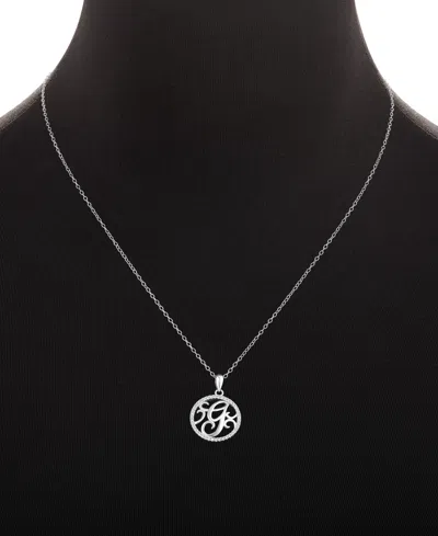 Giani Bernini Cubic Zirconia E Monogram 18" Pendant Necklace In Sterling Silver, Created For Macy's In Metallic