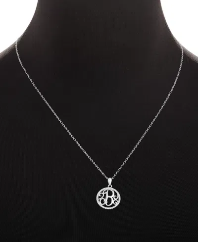 Giani Bernini Cubic Zirconia E Monogram 18" Pendant Necklace In Sterling Silver, Created For Macy's In Metallic