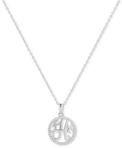 Giani Bernini Cubic Zirconia E Monogram 18" Pendant Necklace In Sterling Silver, Created For Macy's In Metallic