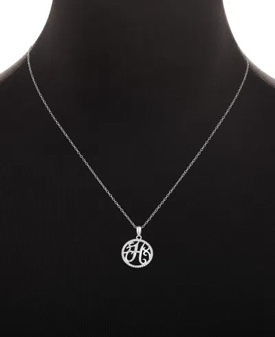 Giani Bernini Cubic Zirconia E Monogram 18" Pendant Necklace In Sterling Silver, Created For Macy's In Metallic
