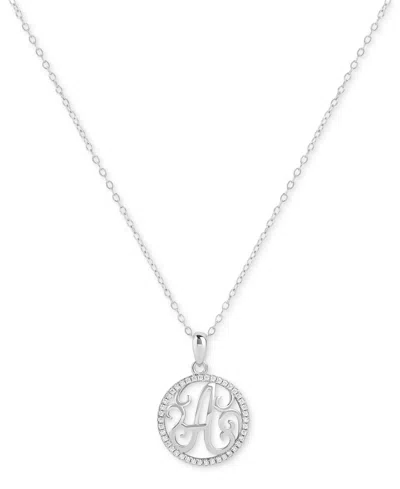 Giani Bernini Cubic Zirconia E Monogram 18" Pendant Necklace In Sterling Silver, Created For Macy's In Metallic